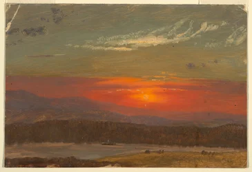 Dibujo, Puesta de sol sobre las Catskills, 1870-80