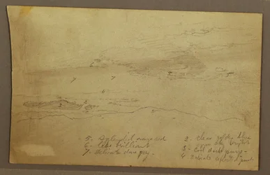 Dibujo, Puesta de sol, posiblemente década de 1860