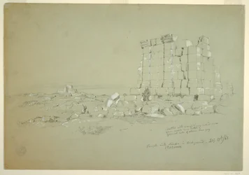 Dibujo, Templo con Semua [actual as-Samu] a lo lejos, 17 de febrero de 1868.
