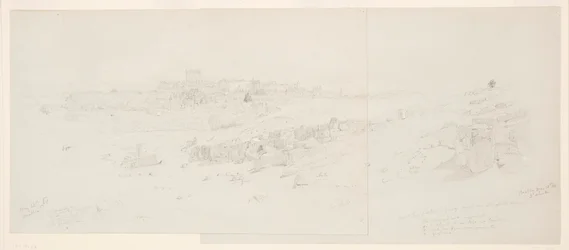 Dibujo, Templos por la mañana, Baalbek, 12 de mayo de 1868