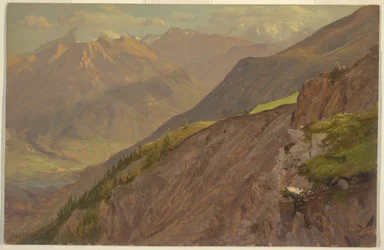 Dibujo, El Goell y Watzmann, cerca de Berchtesgeden, 1868
