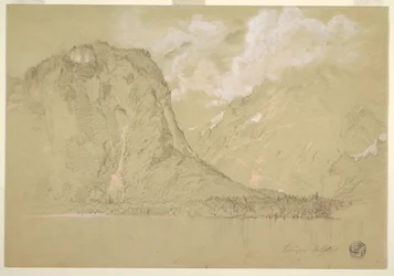 Dibujo, El Königssee y las cataratas de Schrainbach, julio de 1868