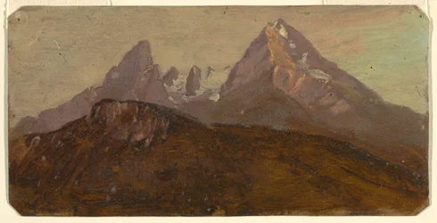 Dibujo, El Watzmann, Berchtesgaden, Baviera, 1868