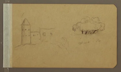 Dibujo, Torre, Árboles, marzo de 1862