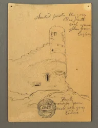 Dibujo, Torre del castillo, Sión, posiblemente 1868