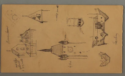 Dibujo, Torres, Edificios alpinos, 1868