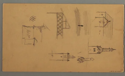 Dibujo, Torres, Edificios alpinos, 1868