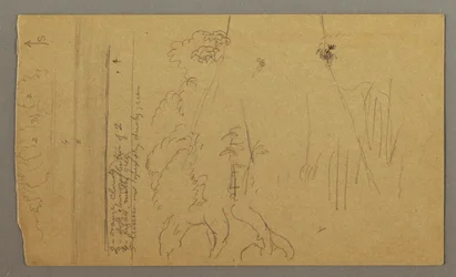 Dibujo, Tronco de árbol y raíces, posiblemente 1865-66