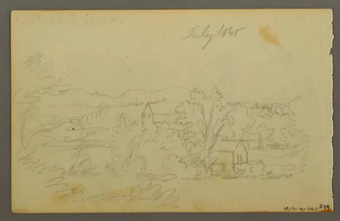 Dibujo, Árboles, vaca, 1844