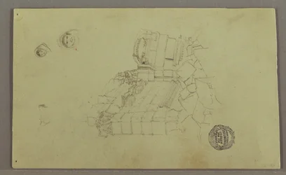 Dibujo, Dos cabezas, Ruinas, posiblemente 1868