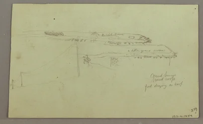 Dibujo, Dos cabezas, Ruinas, posiblemente 1868