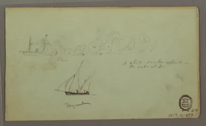 Dibujo, Dos estudios de pescadores con cañas y antorchas, abril de 1868
