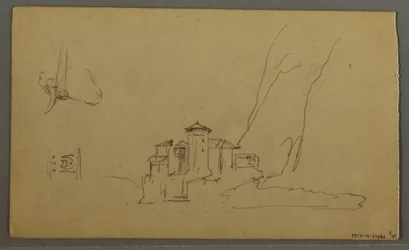 Dibujo, Valle, Iglesia, St. Gilgen Austria, posiblemente 1868