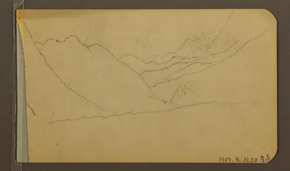 Dibujo, Valle; Verso: Pico de montaña, 1889