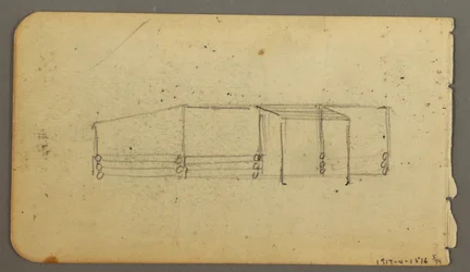 Dibujo, Verso: diagrama de cabina, posiblemente 1878