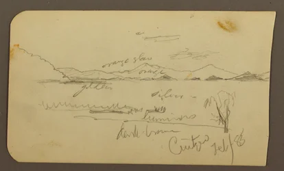 Dibujo, Vista cerca de la orilla del lago, Cuitzeo; Verso: vista cerca de la orilla del lago, Cuitzeo, febrero de 1885