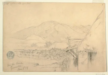 Dibujo, Vista desde la posada de Guaranda, Ecuador, 3 de junio de 1857