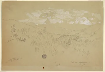 Dibujo, Vista cerca de Berchtesgaden, Baviera, junio de 1868