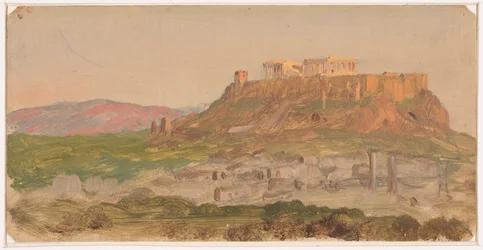 Dibujo, Vista de la Acrópolis desde el sur, Atenas, abril de 1869