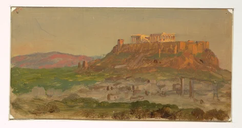 Dibujo, Vista de la Acrópolis desde el sur, Atenas, abril de 1869
