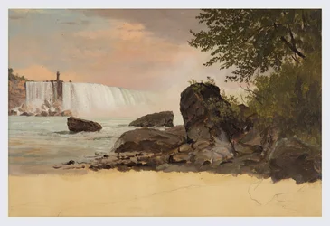 Dibujo, Vista de las cataratas canadienses y de la isla Goat, septiembre u octubre de 1856