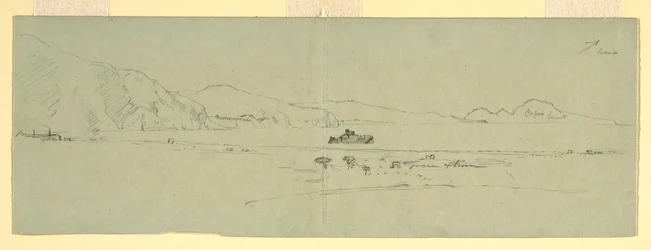 Dibujo, Vista de la península sorrentina de Capri, Italia, desde el noreste, 1869