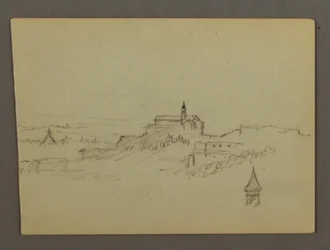 Dibujo, Village on Hilltop, posiblemente 1868-69