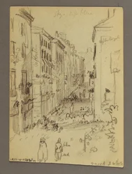 Dibujo, Village on Hilltop, posiblemente 1868-69