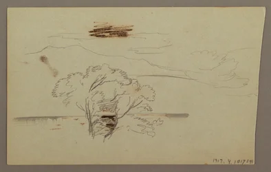 Dibujo, Ladera boscosa, Colina, 1863