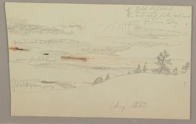 Dibujo, Ladera boscosa, Colina, 1863