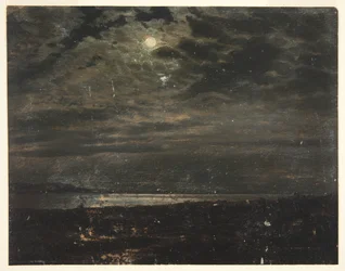 Costa iluminada por la luna (Posiblemente Maine)