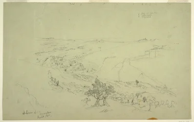 Siloé y Jerusalén, esquina sureste de las murallas vistas desde el Monte de los Olivos [Jerusalén y Silwan, Jerusalén Este, Israel]