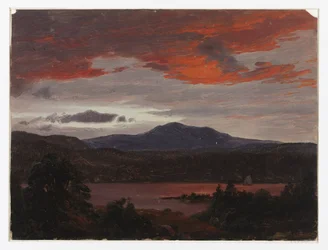 Estanque Turner con el Pico Pomola y el Pico Baxter, Maine.