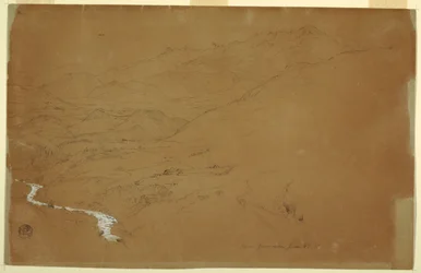 Valle con un arroyo y casas, cerca de Guaranda, Ecuador