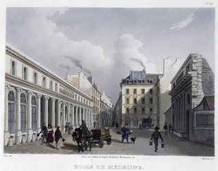 Escuela de Medicina - en "París en 1832" por Martens