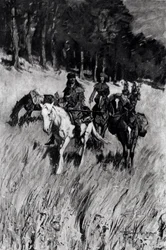Primeros pioneros en Blue Ridge, grabado por F. H. Wellington, de 