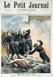 Explosión en la Rue de Reuilly y la muerte del sargento Bauchat, de Le Petit Journal, 26 de febrero de 1894