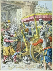 Asesinato del rey Enrique IV por François Ravaillac en la Rue de la Ferronnerie, París, 14 de mayo