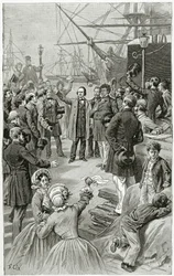 Victor Hugo proclama una república universal durante un discurso mientras estaba en el exilio el 1 de agosto de 1852, siglo XIX