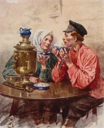 Una taza de té de un samovar