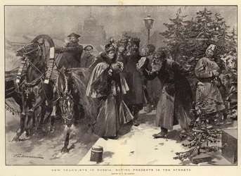 Nochevieja en Rusia, comprando regalos en las calles