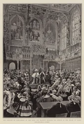 Apertura del Parlamento por el Rey, Su Majestad leyendo su discurso en la Cámara de los Lores