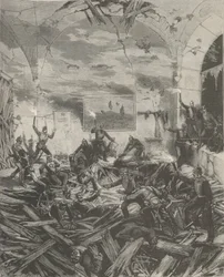 El Palacio de Invierno después de la explosión, noche del 17 de febrero de 1880