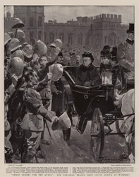 Tres hurras por la Reina, las tropas canadienses de Sudáfrica en Windsor