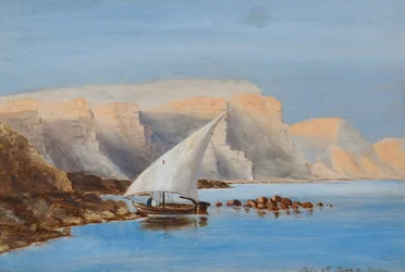 Barco de vela frente al norte de África, c.1846-1907 (óleo sobre tabla)