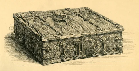 Cofre de madera y cuero, 1350-1370, 1881
