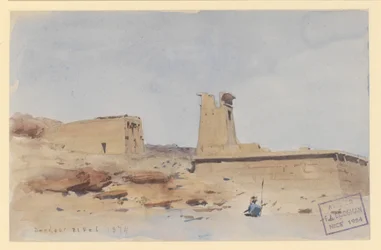 El templo de Dendur, con el pilono y la terraza