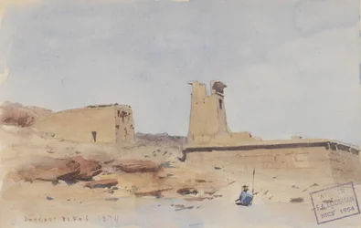 El Templo de Dendur, mostrando el pilón y la terraza, 1874