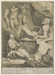 Página de título del libro de dibujo de diseño original y renombrado Página de título para: Abraham Bloemaert, Libro de dibujo konstryk original y renombrado. Parte 1