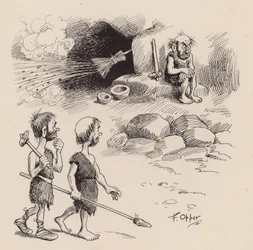 Nuestros antepasados antediluvianos por F Opper: Número Treinta y Tres (litografía)